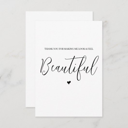 Bruiloft verkoper dank u kaart- haar / make-up bedankkaart (Voorkant / Achterkant)