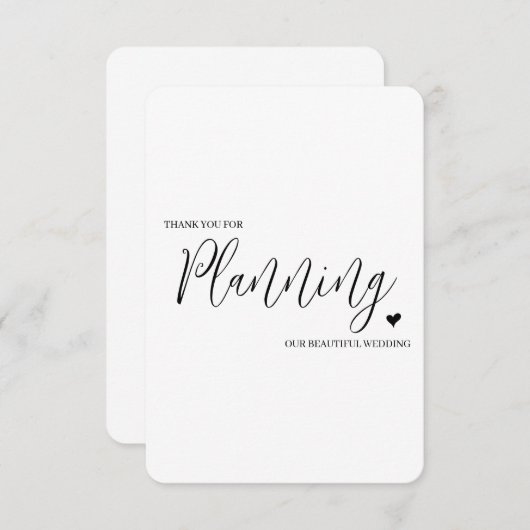 Bruiloft verkoper dank u kaart- Planner Bedankkaart (Voorkant / Achterkant)