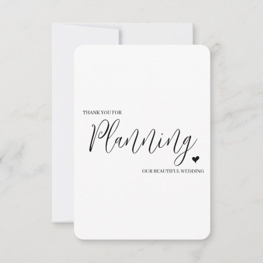 Bruiloft verkoper dank u kaart- Planner Bedankkaart (Voorkant)