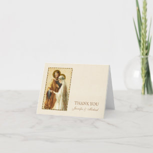 Bruiloft Verloving bruid bruidegom religieus katho Bedankkaart