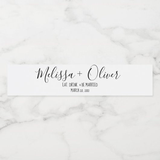 BRUILOFT, VERLOVING, DECOR, PARTIJGUNST WATERFLES ETIKET (Enkel label)