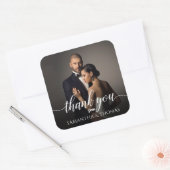 Bruiloft Verloving Jubileum Foto Dank u Vierkante Sticker (Envelop)