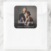 Bruiloft Verloving Jubileum Foto Dank u Vierkante Sticker (Tas)