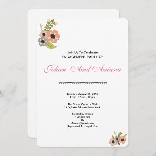 Bruiloft Verloving Partij Uitnodiging Kaart (Voorkant / Achterkant)