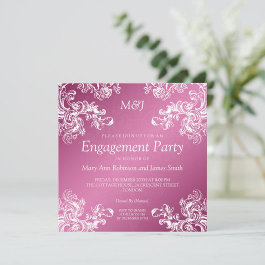 Bruiloft Verloving  wervelingen 2 roze Kaart (Staand voorkant)