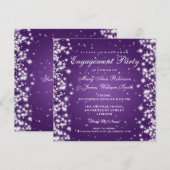 Bruiloft Verloving Winter Sparkle Paarse Kaart (Voorkant / Achterkant)