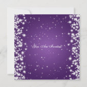 Bruiloft Verloving Winter Sparkle Paarse Kaart (Achterkant)