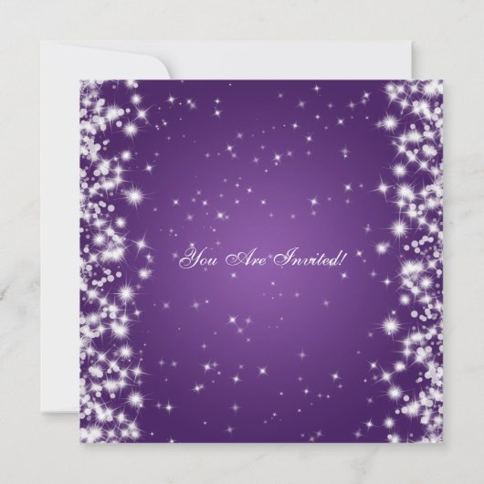 Bruiloft Verloving Winter Sparkle Paarse Kaart (Achterkant)