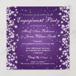 Bruiloft Verloving Winter Sparkle Paarse Kaart