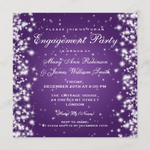 Bruiloft Verloving Winter Sparkle Paarse Kaart