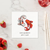 Bruiloft Verloving Yin Yang Koi Fish Garden Party Servet (Insitu)