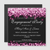 Bruiloft verlovingsfeest roze lichten magnetische uitnodiging (Voorkant / Achterkant)