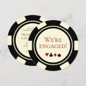 Bruiloft verlovingsfeest zwarte crème poker chip kaart (Voorkant / Achterkant)