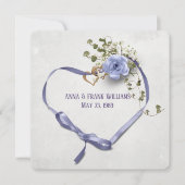 bruiloft vernieuwend paars linthart met ringen kaart (Voorkant)