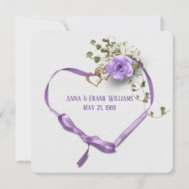 bruiloft vernieuwend paars linthart met ringen kaart