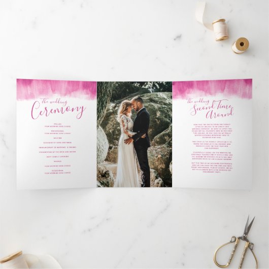 Bruiloft vernieuwing ceremonie moderne abstracte k drieluik programma (Binnen)