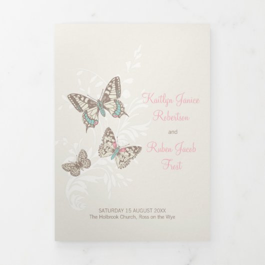 Bruiloft vernieuwing programma bruine roze vlinder (Cover)