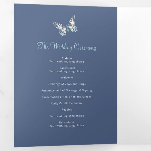 Bruiloft vernieuwing programma tinten van blauwe v (Binnenzijde eerst)