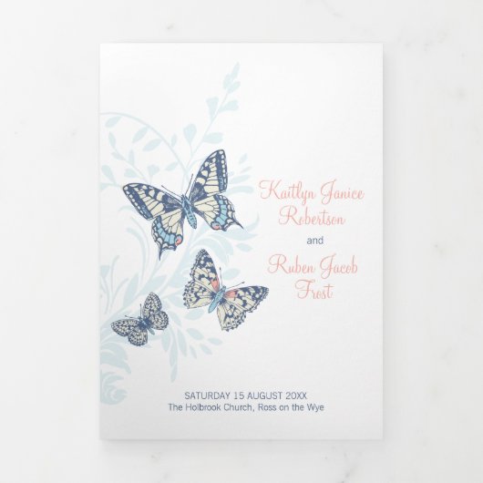 Bruiloft vernieuwingsprogramma blauwe koraal vlind drieluik programma (Cover)