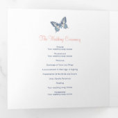 Bruiloft vernieuwingsprogramma koraal donkerblauwe drieluik programma (Binnenzijde eerst)