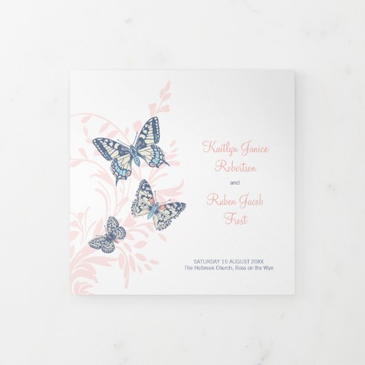 Bruiloft vernieuwingsprogramma koraal donkerblauwe drieluik programma (Cover)