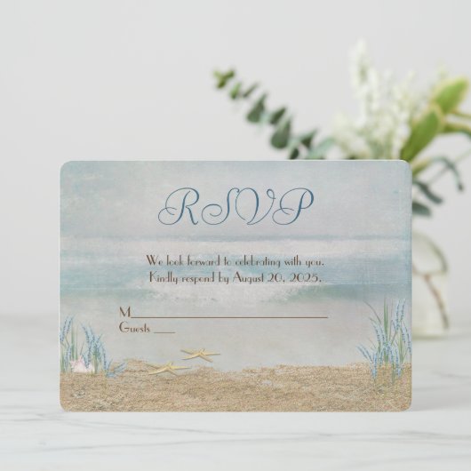 bruiloft vernieuwingsseashore RSVP Kaart (Staand voorkant)