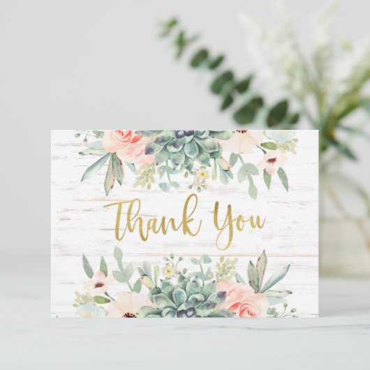 Bruiloft vetplanten dank u kaart (Staand voorkant)