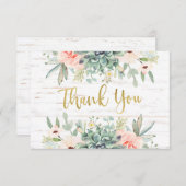 Bruiloft vetplanten dank u kaart (Voorkant / Achterkant)