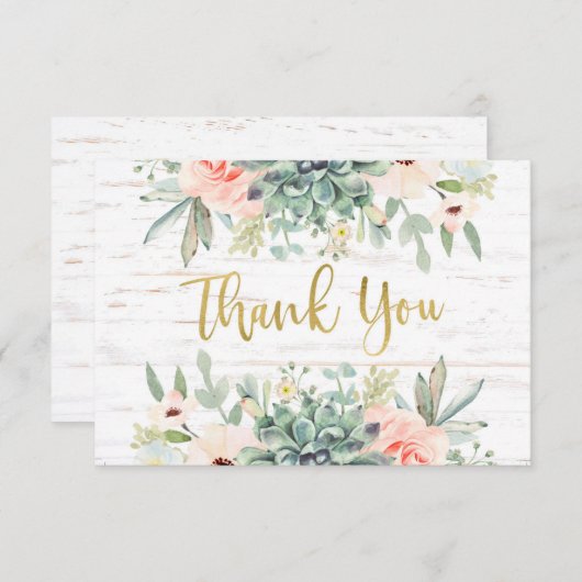 Bruiloft vetplanten dank u kaart (Voorkant / Achterkant)