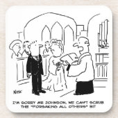 Bruiloft. Vicar en Bridegroom Joke Bier Onderzetter (Voorkant)