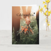 Bruiloft Vier je Gevouwen Wenskaart Kaart (Gele Bloem)