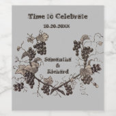 Bruiloft viering  druiven wijnstokken elegant wijn etiket (Enkel label)