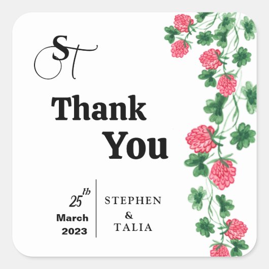bruiloft vierkante sticker (Voorkant)