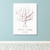 Bruiloft Vingerafdruk Boom (Bruin) Canvas Print (Insitu (Houten vloer))