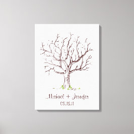 Bruiloft Vingerafdruk Boom (Bruin) Canvas Print