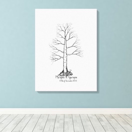 Bruiloft Vingerafdruk Boom Gastenboek - Canvas (Insitu (Houten vloer))