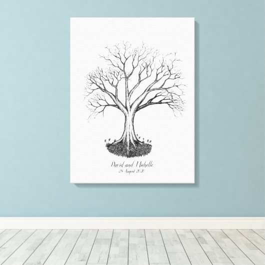 Bruiloft Vingerafdruk Boom Gastenboek - Canvas (Insitu (Houten vloer))