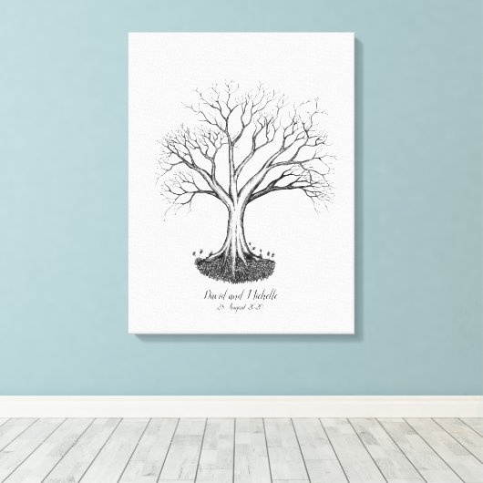 Bruiloft Vingerafdruk Boom Gastenboek - Canvas (Insitu (Houten vloer))