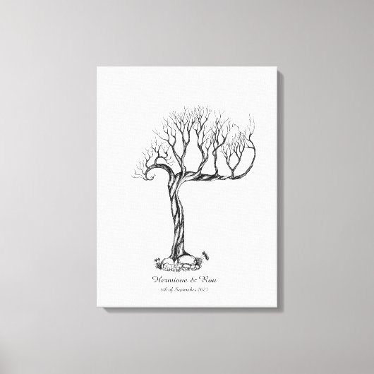Bruiloft Vingerafdruk Boom Gastenboek - Canvas (Voorkant)