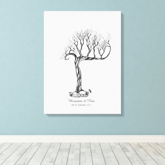 Bruiloft Vingerafdruk Boom Gastenboek - Canvas (Insitu (Houten vloer))