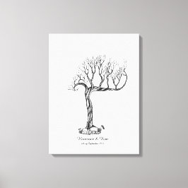 Bruiloft Vingerafdruk Boom Gastenboek - Canvas