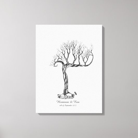 Bruiloft Vingerafdruk Boom Gastenboek - Canvas (Voorkant)