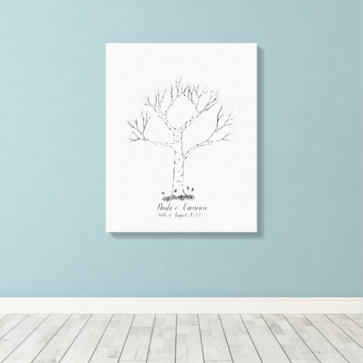 Bruiloft Vingerafdruk Boom Gastenboek - Canvas (Insitu (Houten vloer))