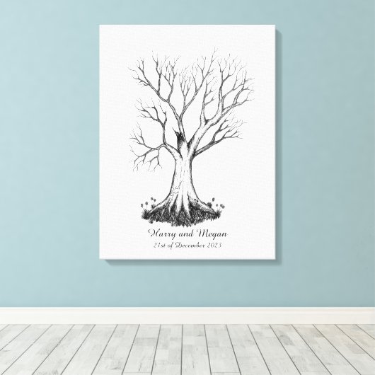Bruiloft Vingerafdruk Boom Gastenboek - Canvas (Insitu (Houten vloer))