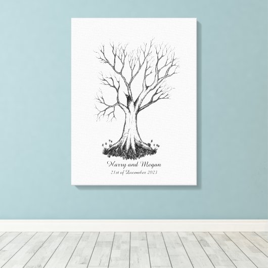 Bruiloft Vingerafdruk Boom Gastenboek - Canvas (Insitu (Houten vloer))