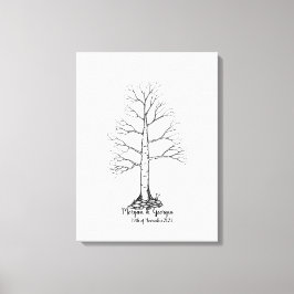 Bruiloft Vingerafdruk Boom Gastenboek - Canvas Afdruk