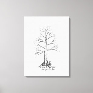 Bruiloft Vingerafdruk Boom Gastenboek - Canvas Afdruk