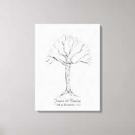 Bruiloft Vingerafdruk Boom Gastenboek - Canvas Afdruk