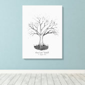 Bruiloft Vingerafdruk Boom Gastenboek - Canvas Afdruk (Insitu (Houten vloer))