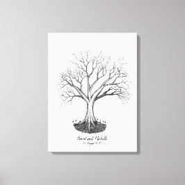 Bruiloft Vingerafdruk Boom Gastenboek - Canvas Afdruk